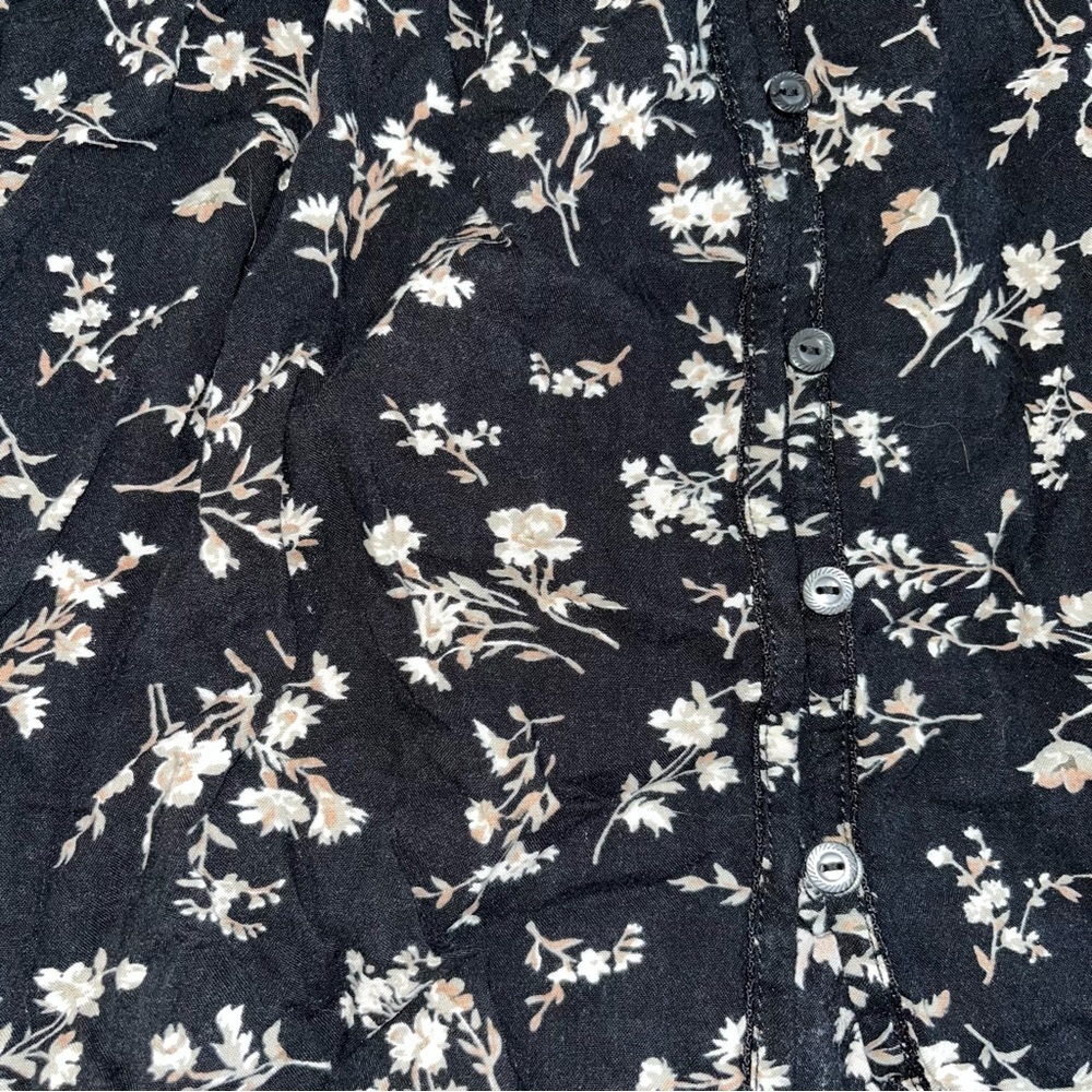 Denim & Supply Ralph Lauren Women’s Shirt Size Small Black Floral Smocked Boho - Picture 2 of 3